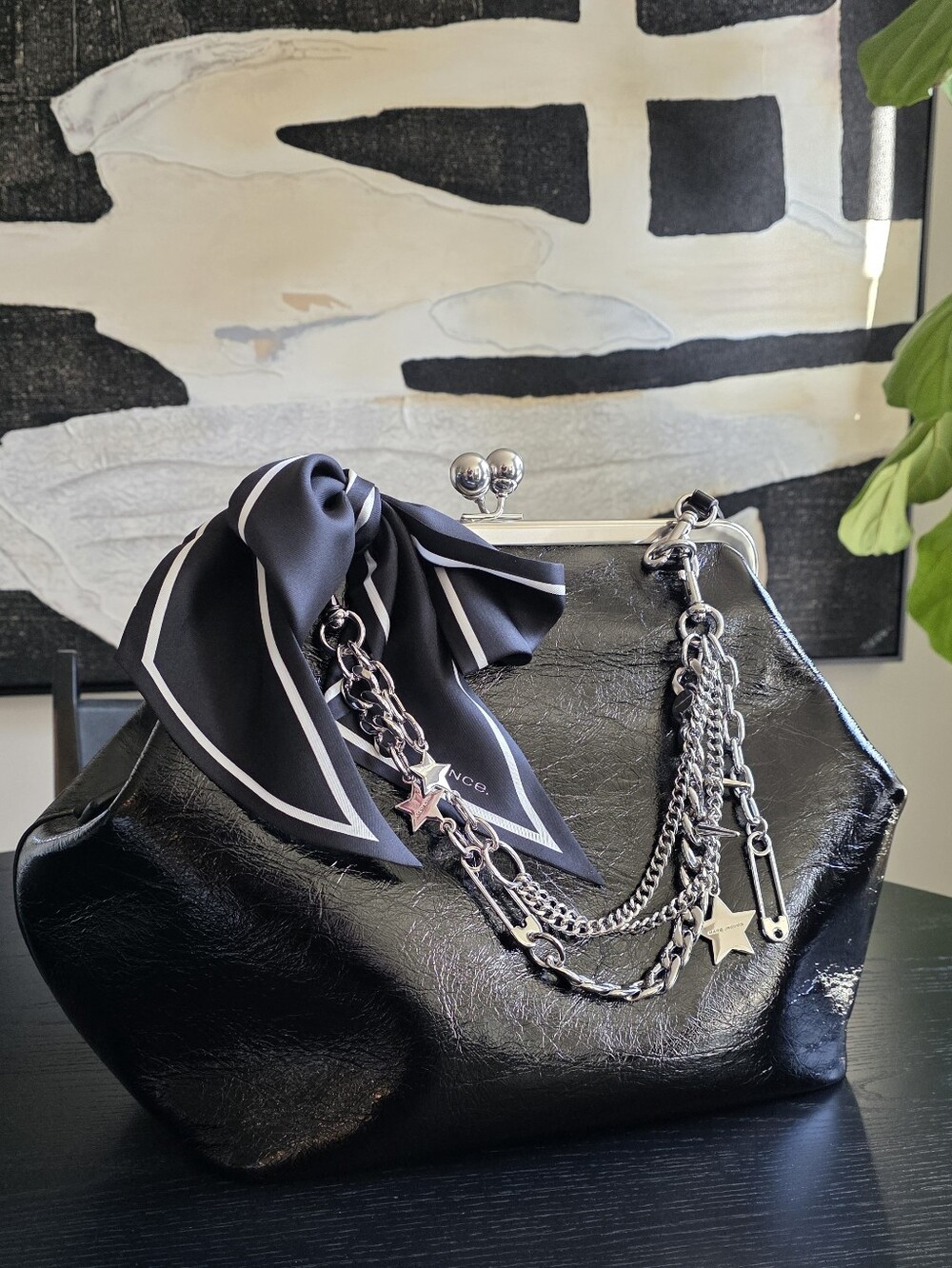 Coach Large Kisslick Black Glazed NWOT